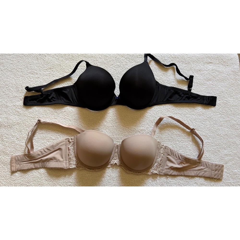 Maidenform Underwire Bra Bundle 38C Black DM9905 Beige 0944XJ Lace Wing 2pk